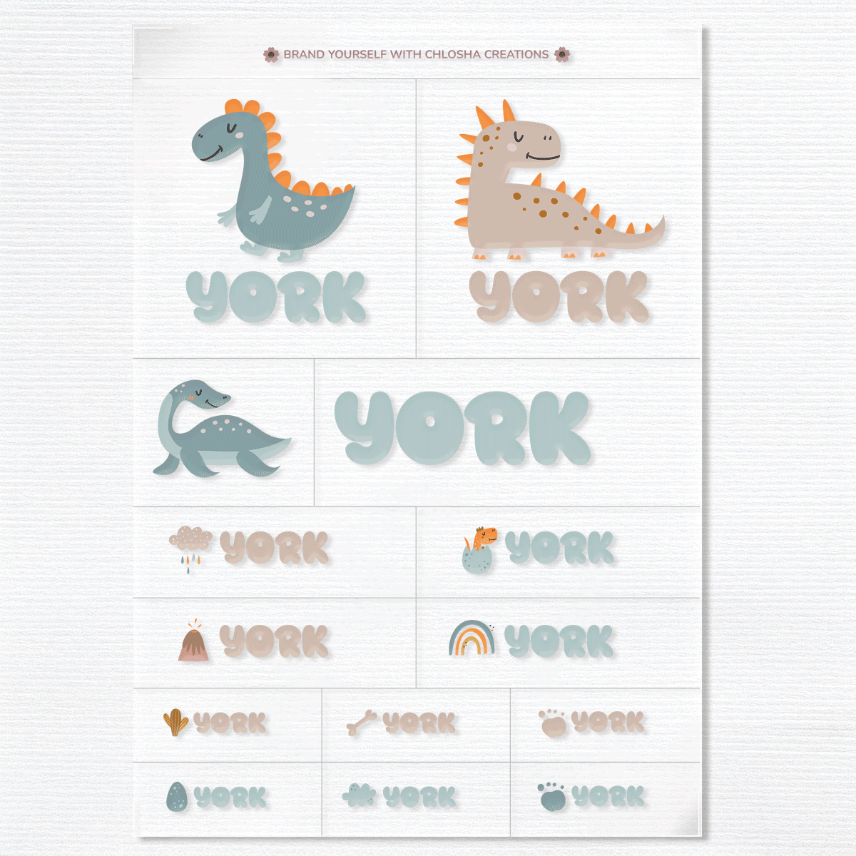Little Roar Multi Design Personalised Icon + Name Label Pack – 12 Labels