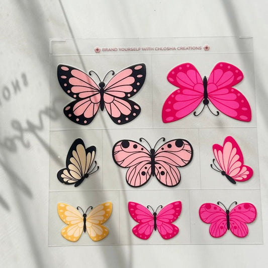 butterfly Pre-Cut UV DTF Decal Sheet · 140 × 140 mm custom name labels for kids bottles lunchbox waterproof NZ - Chlosha creations