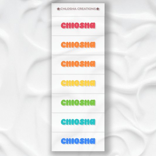 Mini Name Pack - Retro Pop custom name labels for kids bottles lunchbox waterproof NZ - Chlosha creations