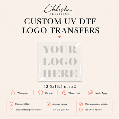 Custom UV DTF Logo Stickers — 13.5x13.5cm