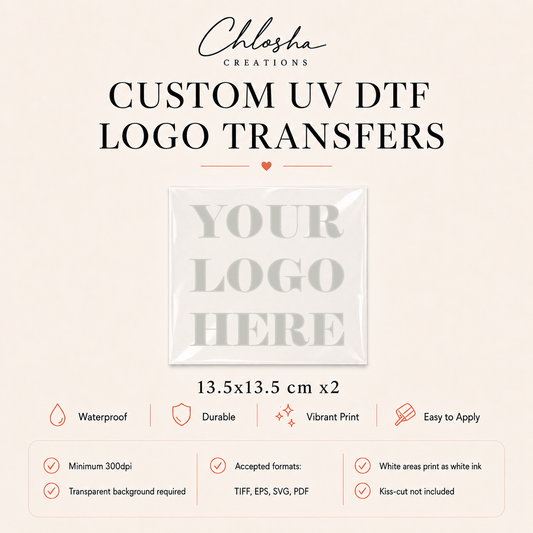 Custom UV DTF Logo Stickers — 13.5x13.5cm