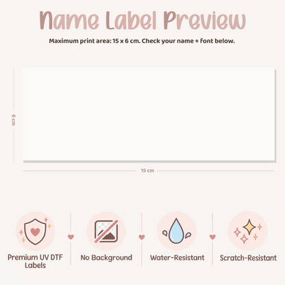 Modern Minimal Personalised Name Decal | UV DTF Transfer