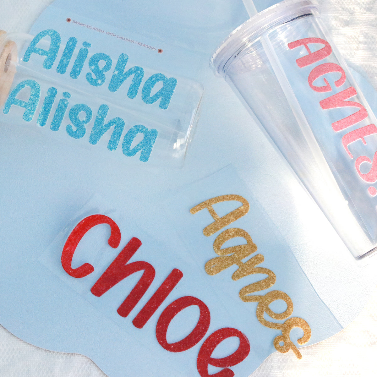 Personalised Glitter Name Decal | Custom UV DTF Transfer