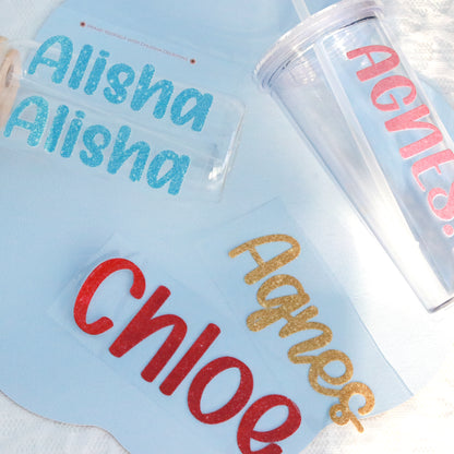 Personalised Glitter Name Decal | Custom UV DTF Transfer