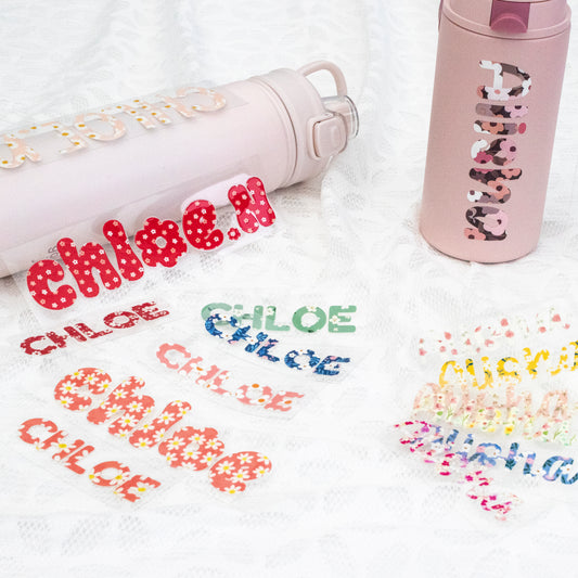 Personalised Mini Floral Name Decal | Custom UV DTF Transfer