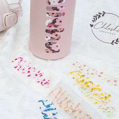 Personalised Mini Floral Name Decal | Custom UV DTF Transfer