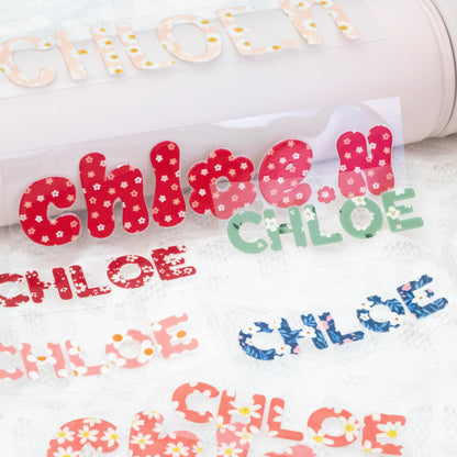 Personalised Mini Floral Name Decal | Custom UV DTF Transfer