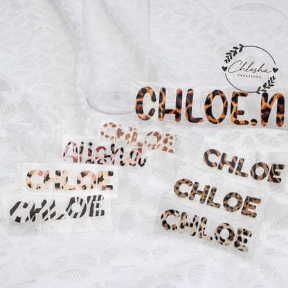 Personalised Leopard Name Decal | Custom UV DTF Transfer