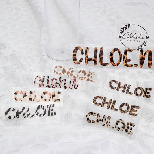 Personalised Leopard Name Decal | Custom UV DTF Transfer