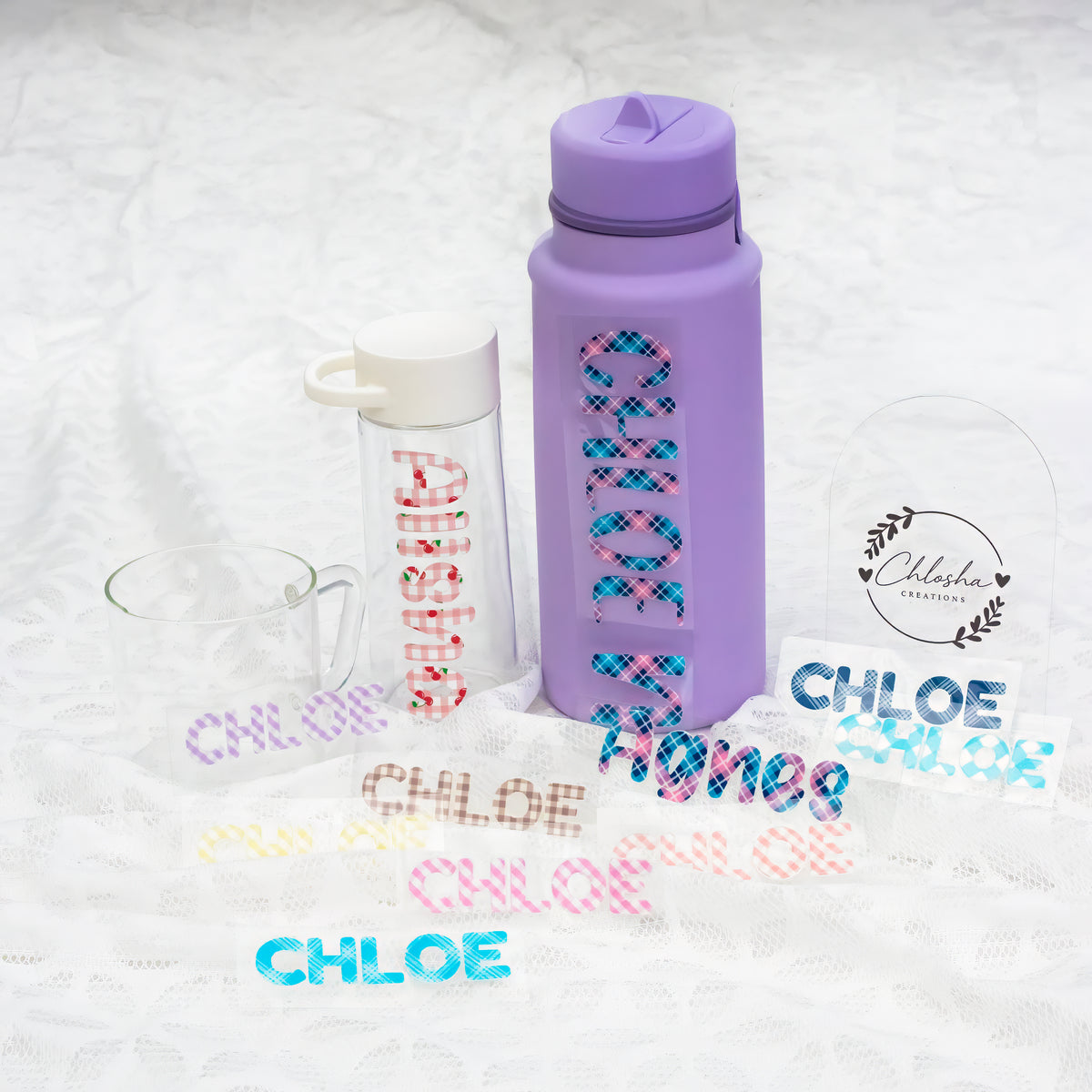 Personalised Check and Plaid Name Decal | Custom UV DTF Transfer