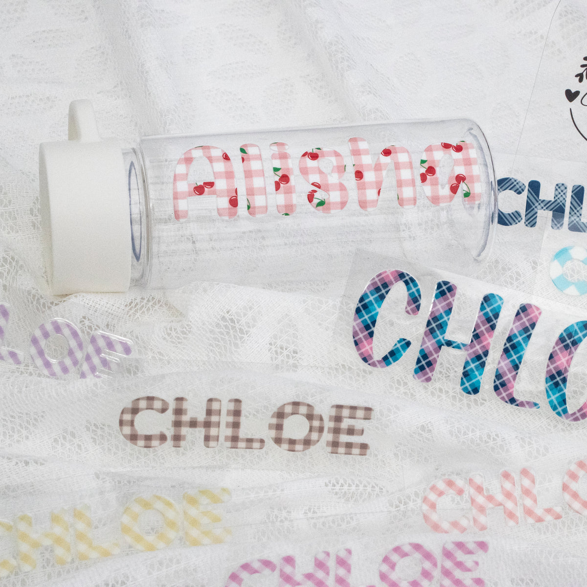 Personalised Check and Plaid Name Decal | Custom UV DTF Transfer
