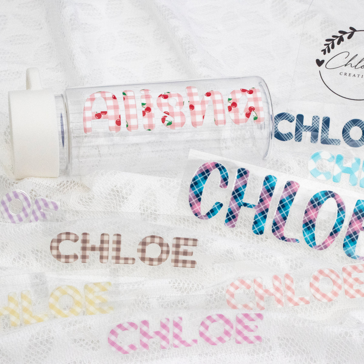 Personalised Check and Plaid Name Decal | Custom UV DTF Transfer