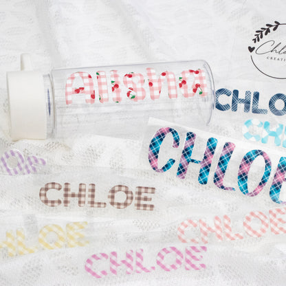 Personalised Check and Plaid Name Decal | Custom UV DTF Transfer