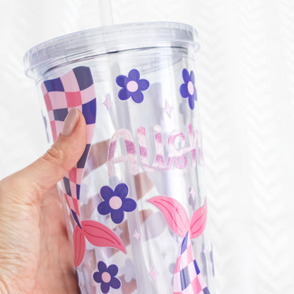 Flutter Check Mermaid – DIY UV DTF Cup & Tumbler Wrap – 12.7 × 24.7 cm