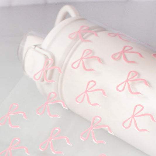 Mini Pink Ribbon Bows – DIY UV DTF Decal Sheet – 28 × 22 cm