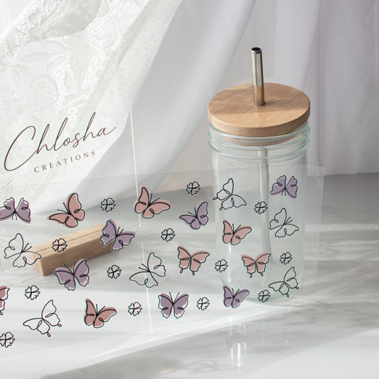 Pastel Butterfly Garden – DIY UV DTF Decal Sheet – 24 × 14 cm