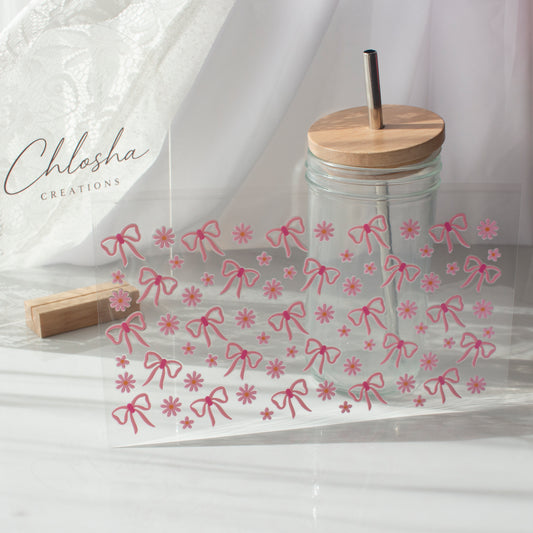 Pretty Bow Garden – DIY UV DTF Decal Sheet – 24 × 10 cm / 24 × 13 cm
