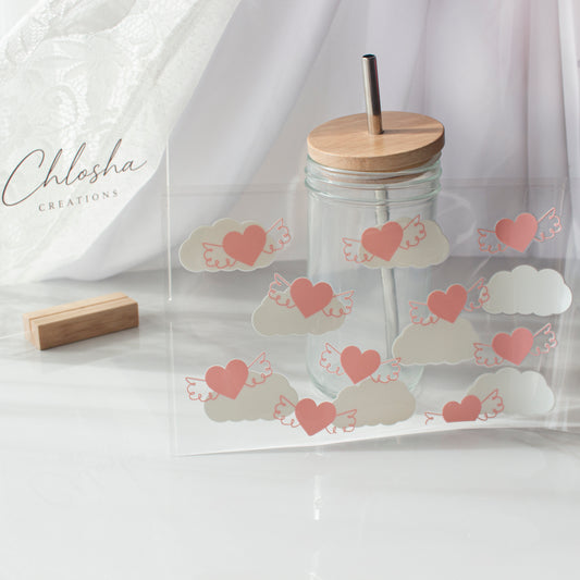 Angel Heart Clouds – DIY UV DTF Decal Sheet 240 × 132 mm