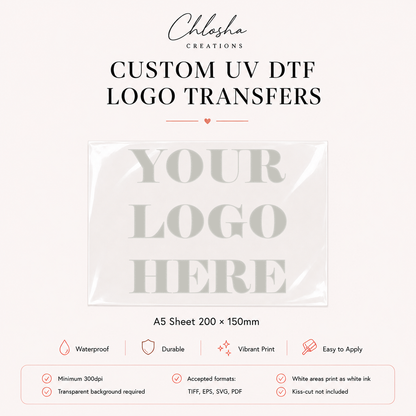 Custom UV DTF Logo Stickers — A5 Sheet