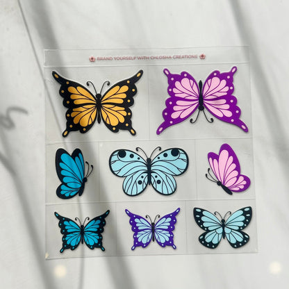 butterfly Pre-Cut UV DTF Decal Sheet · 140 × 140 mm custom name labels for kids bottles lunchbox waterproof NZ - Chlosha creations