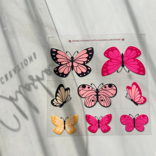 butterfly Pre-Cut UV DTF Decal Sheet · 140 × 140 mm custom name labels for kids bottles lunchbox waterproof NZ - Chlosha creations