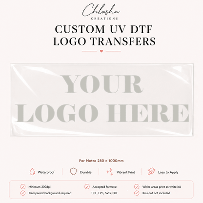 Custom UV DTF Logo Stickers — Per Metre custom name labels for kids bottles lunchbox waterproof NZ - Chlosha creations