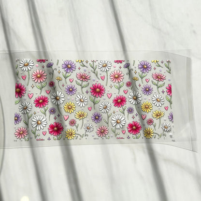 Daisy Garden 16oz UV DTF Cup Wrap · 250 × 140 mm custom name labels for kids bottles lunchbox waterproof NZ - Chlosha creations