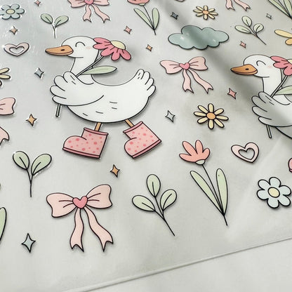 Darling Duck 16oz UV DTF Cup Wrap · 250 × 140 mm custom name labels for kids bottles lunchbox waterproof NZ - Chlosha creations