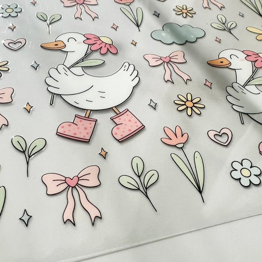 Darling Duck 16oz UV DTF Cup Wrap · 250 × 140 mm custom name labels for kids bottles lunchbox waterproof NZ - Chlosha creations