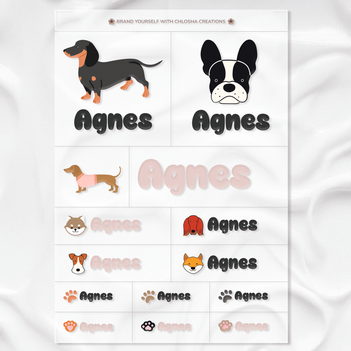 Doggy Club Icon + Name Pack custom name labels for kids bottles lunchbox waterproof NZ - Chlosha creations