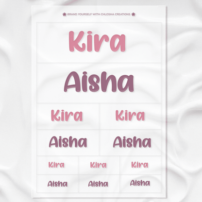 Lovely Script Classic Sibling Name Pack custom name labels for kids bottles lunchbox waterproof NZ - Chlosha creations