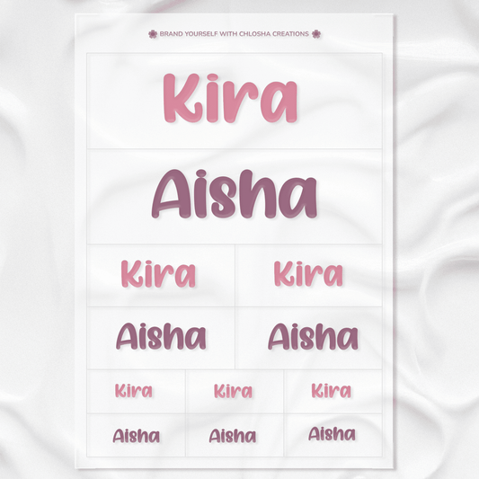 Lovely Script Classic Sibling Name Pack custom name labels for kids bottles lunchbox waterproof NZ - Chlosha creations