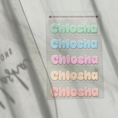 M3 Slim Name Pack - Soft Pastel custom name labels for kids bottles lunchbox waterproof NZ - Chlosha creations