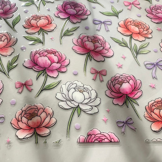 Pastel Poppy Garden 16oz UV DTF Cup Wrap · 250 × 140 mm custom name labels for kids bottles lunchbox waterproof NZ - Chlosha creations