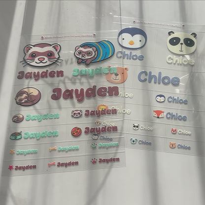 Animal Friends Personalised Icon + Name Label Pack – 12 Labels