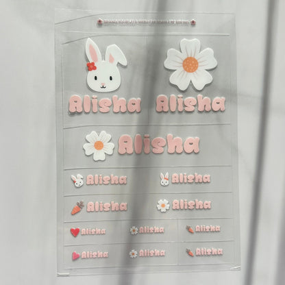 Q1 Sweet Garden Icon + Name Pack custom name labels for kids bottles lunchbox waterproof NZ - Chlosha creations