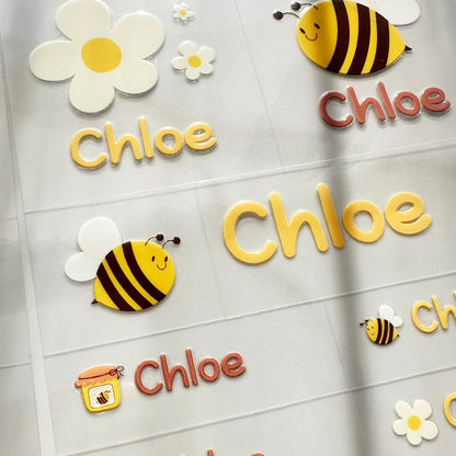 Q1 Sweet Garden Icon + Name Pack custom name labels for kids bottles lunchbox waterproof NZ - Chlosha creations