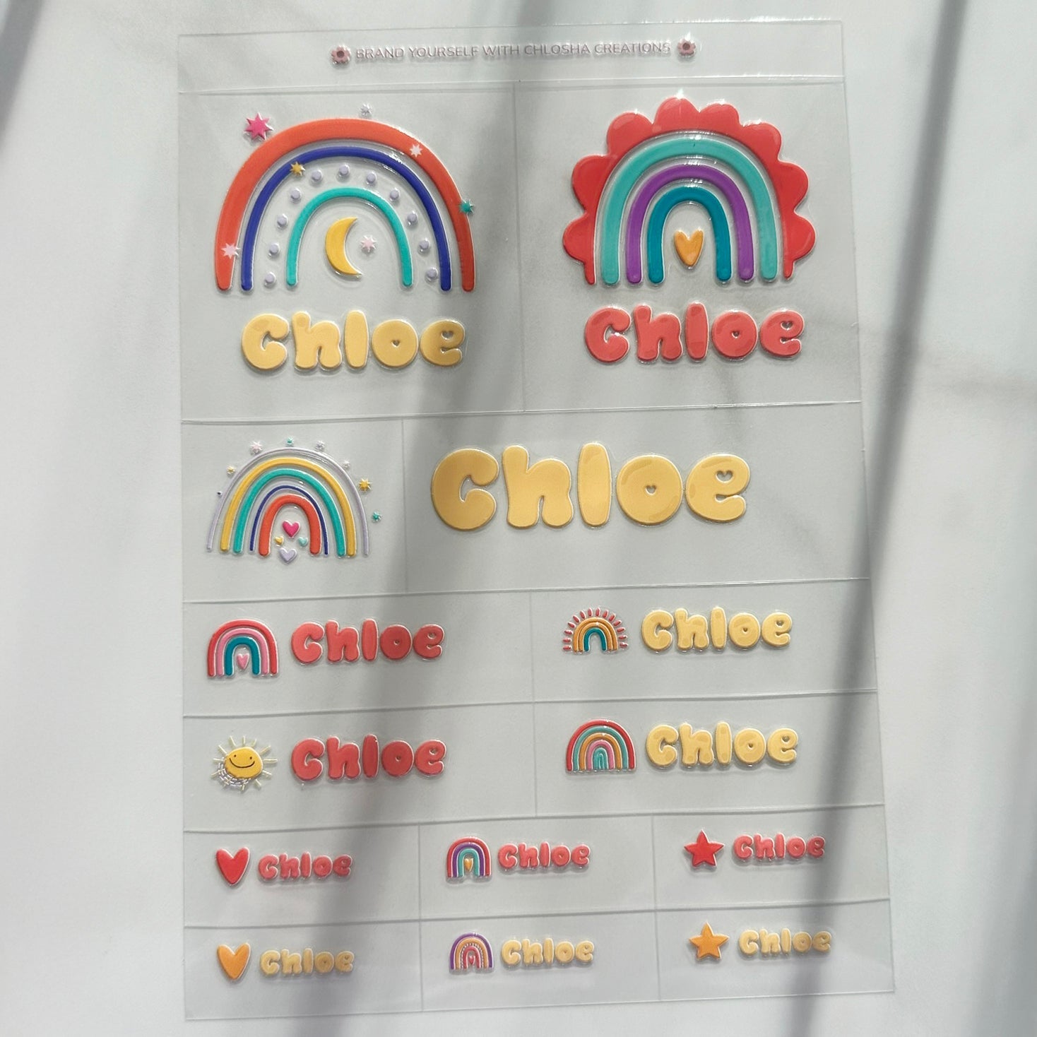 Q5 Soho Rainbow Icon + Name Pack custom name labels for kids bottles lunchbox waterproof NZ - Chlosha creations