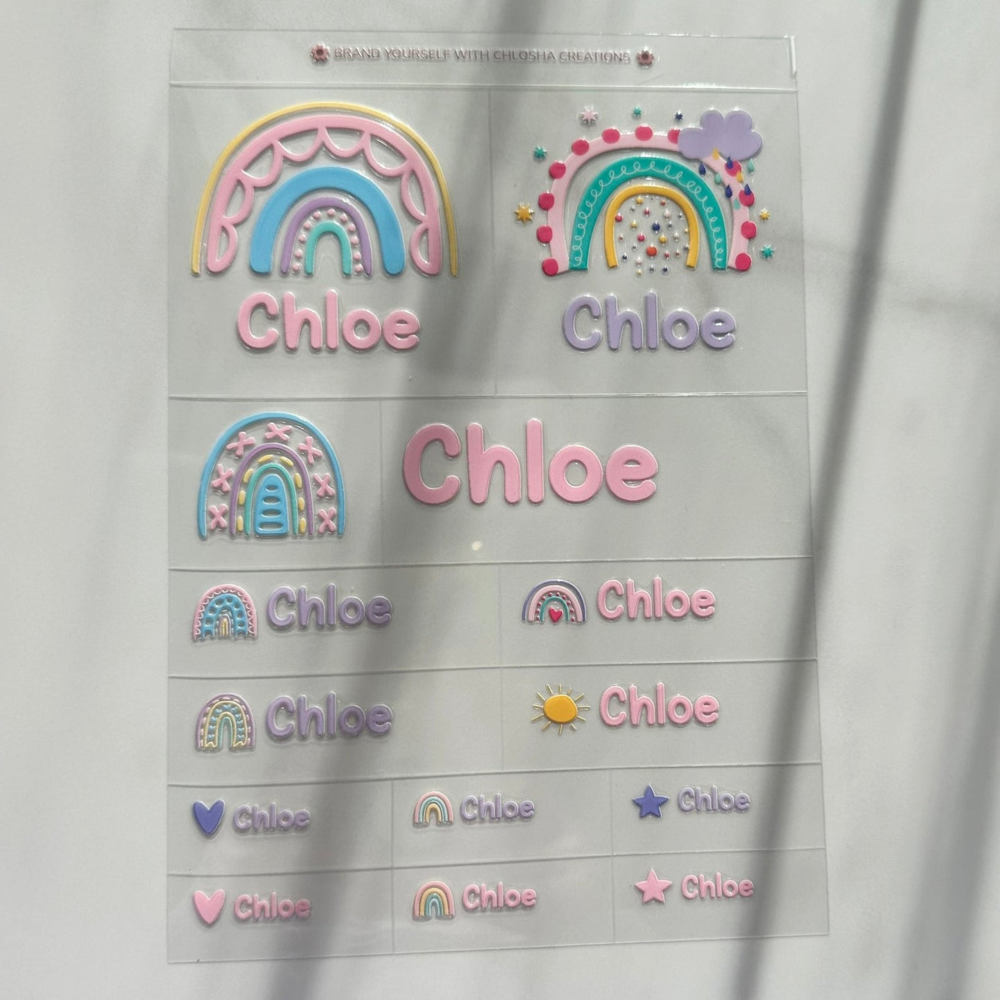 Q5 Soho Rainbow Icon + Name Pack custom name labels for kids bottles lunchbox waterproof NZ - Chlosha creations