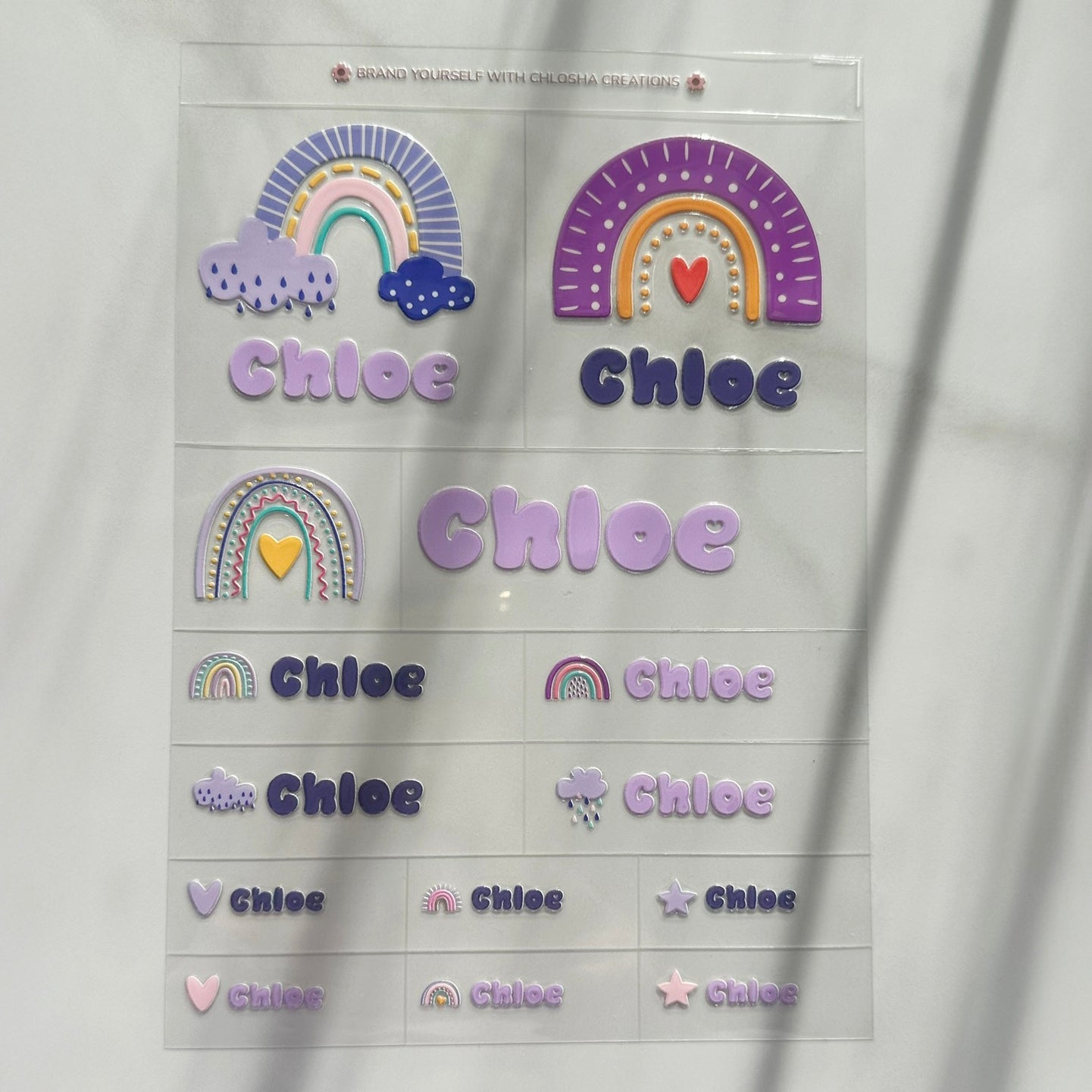 Q5 Soho Rainbow Icon + Name Pack custom name labels for kids bottles lunchbox waterproof NZ - Chlosha creations