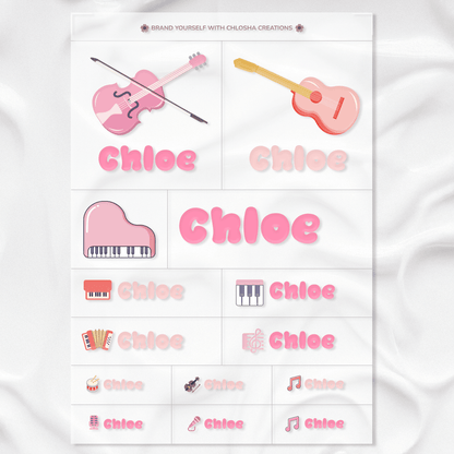 Q6 - Happy Melody Icon + Name Pack custom name labels for kids bottles lunchbox waterproof NZ - Chlosha creations