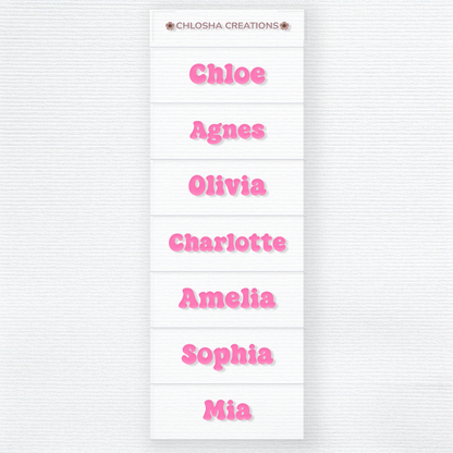 Personalised Retro Pop name stickers for party favour and treat bags