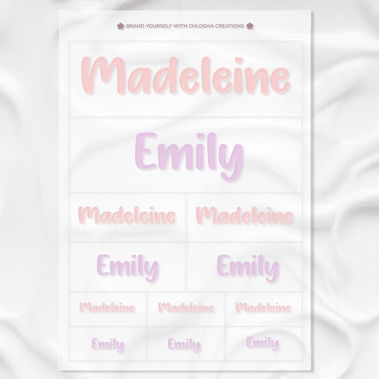 soft pastel classic sibling name pack custom name labels for kids bottles lunchbox waterproof NZ - Chlosha creations